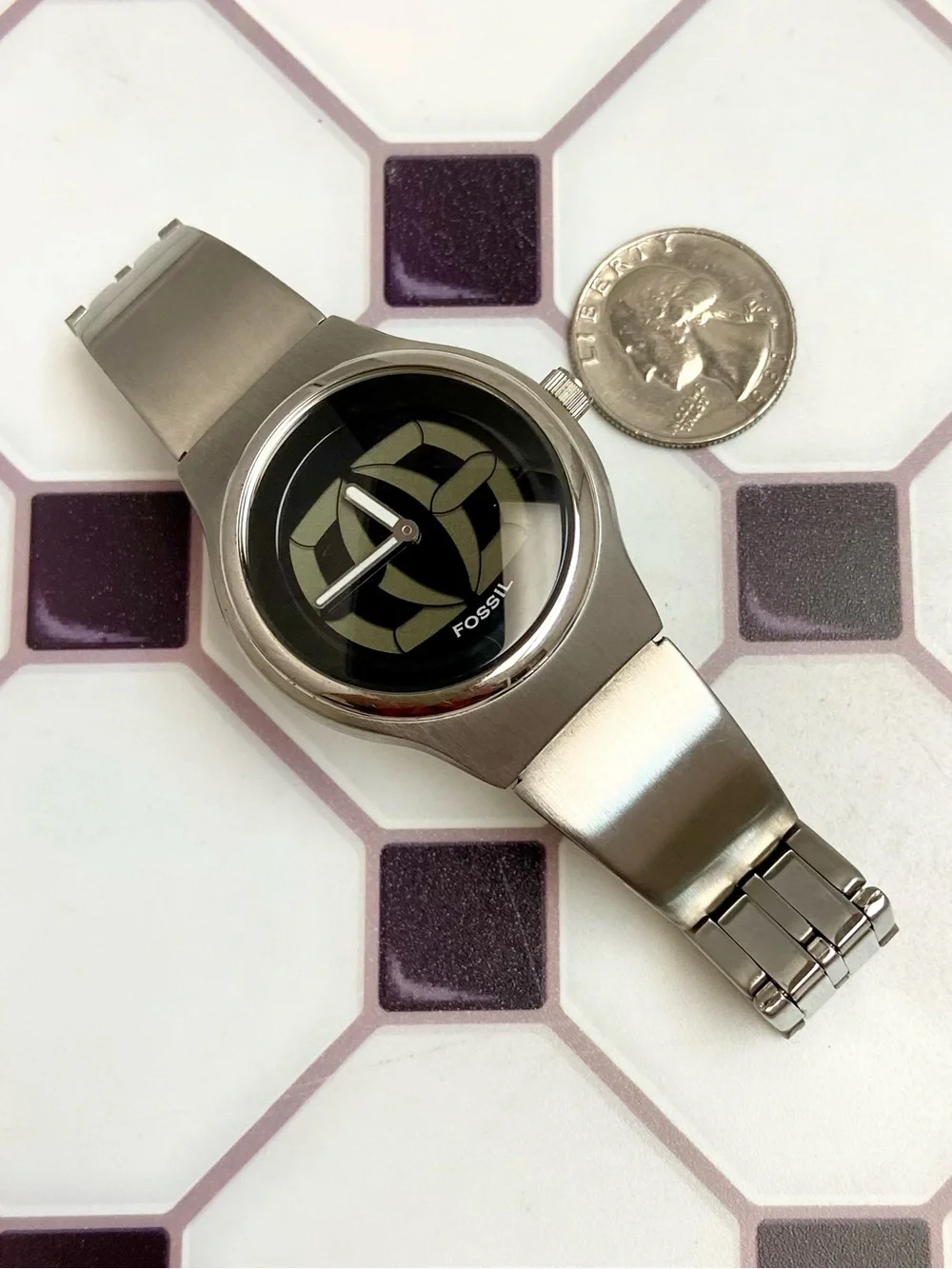 Vintage Y2K Fossil Big Tic Watch with Digital Seconds Display